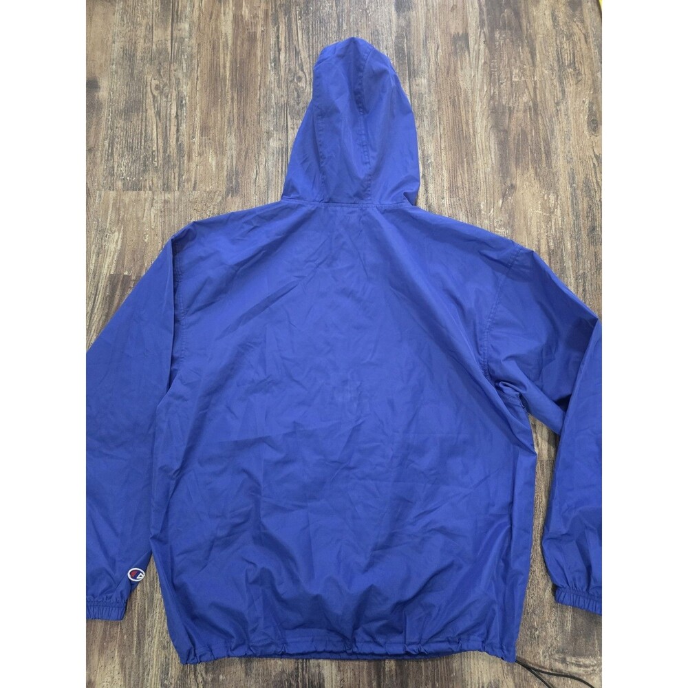 College of st scholastica Champion Blue Hooded 1/4 Zip Windbreaker  Logo Size L - Picture 5 of 5
